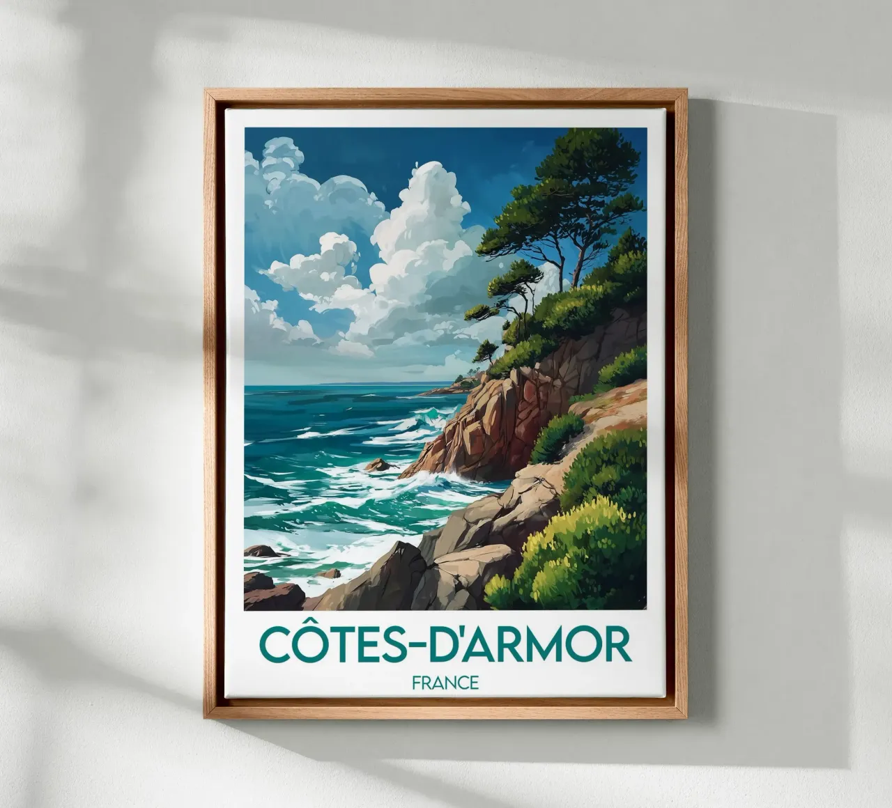 Poster Côtes-d'Armor tela con Cornice a cassetta da Frame the World