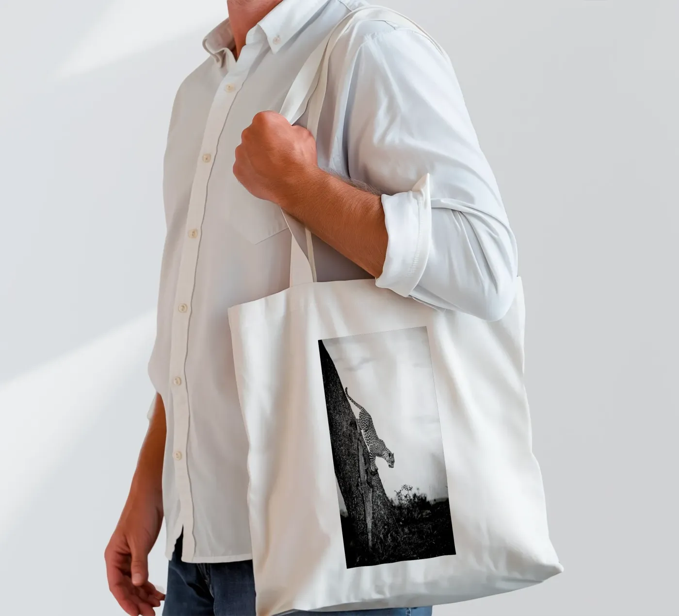 Pouncing Leopard tote bag by Natural Kingdom