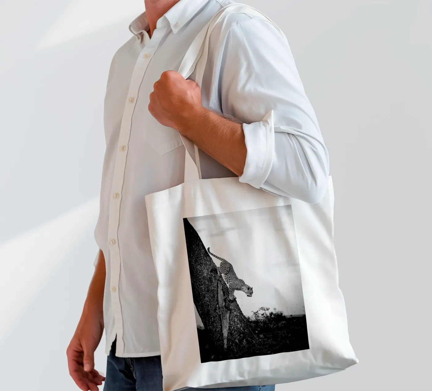 Pouncing Leopard tote bag by Natural Kingdom