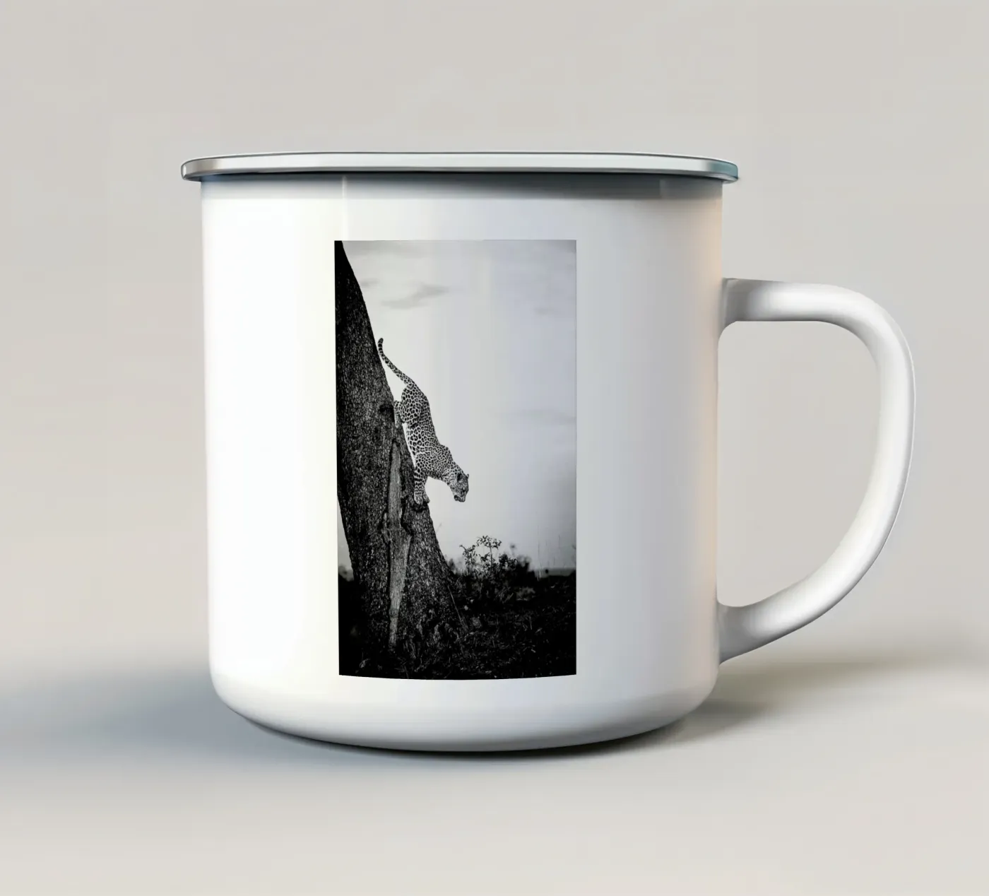 Pouncing Leopard enamel mug by Natural Kingdom