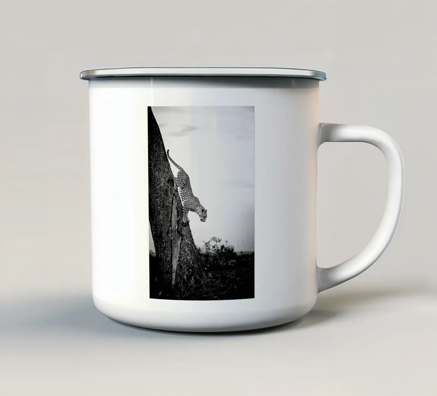 Pouncing Leopard enamel mug by Natural Kingdom