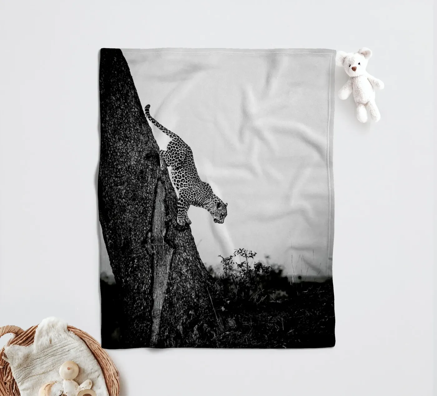 Pouncing Leopard fleece blanket by Natural Kingdom