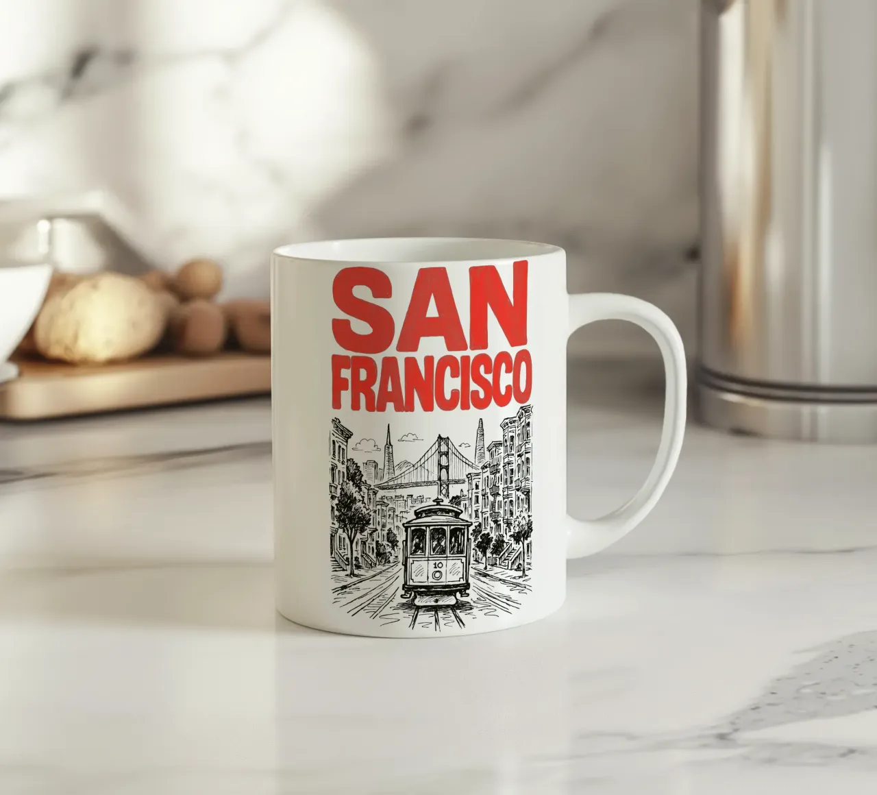 Golden Lines – City of Hills ceramic mug by MOOODZART