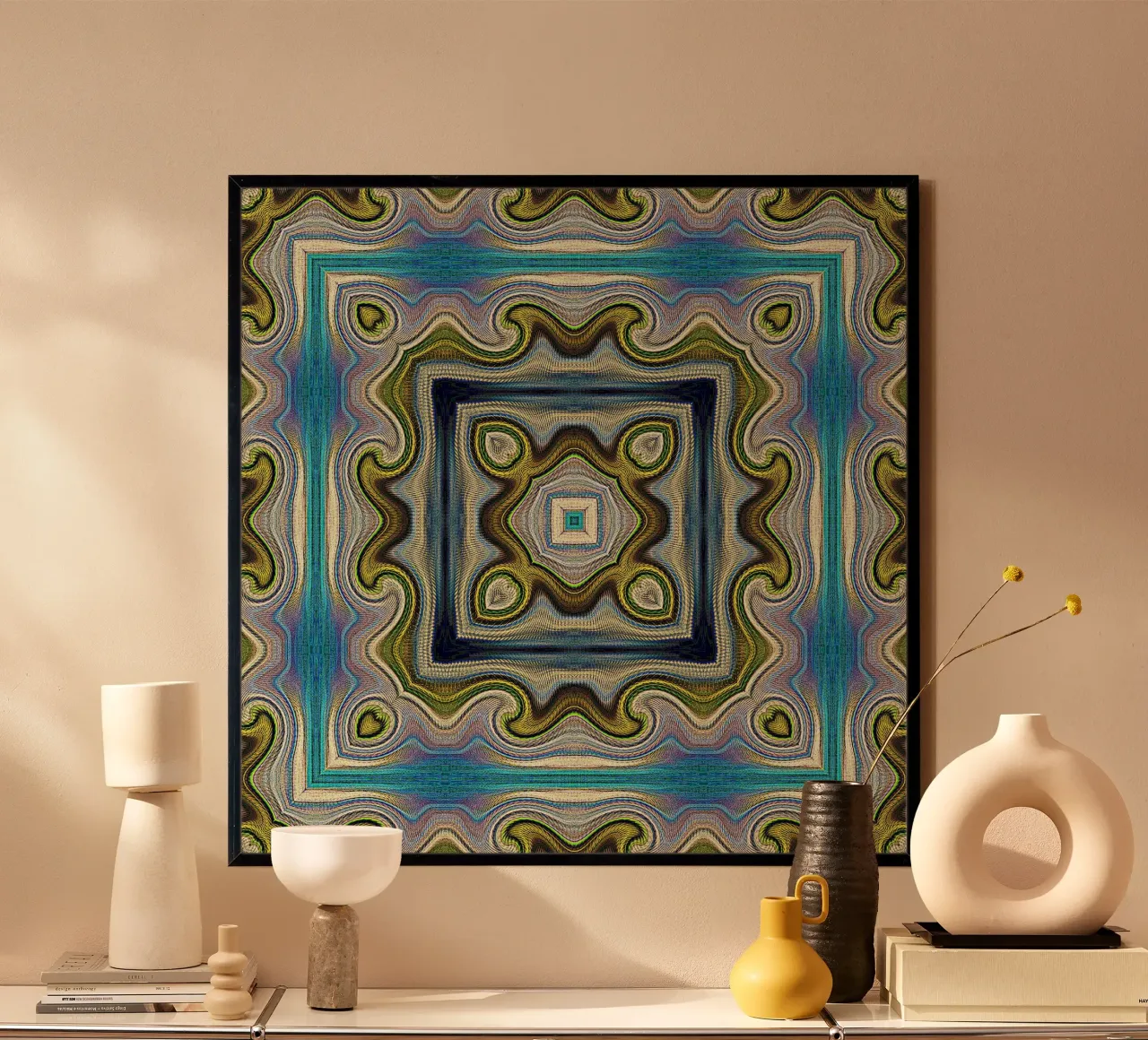 Ornamento antico in turchese chiaro, verde e blu reale poster da Gürsel Yesil Digital Art