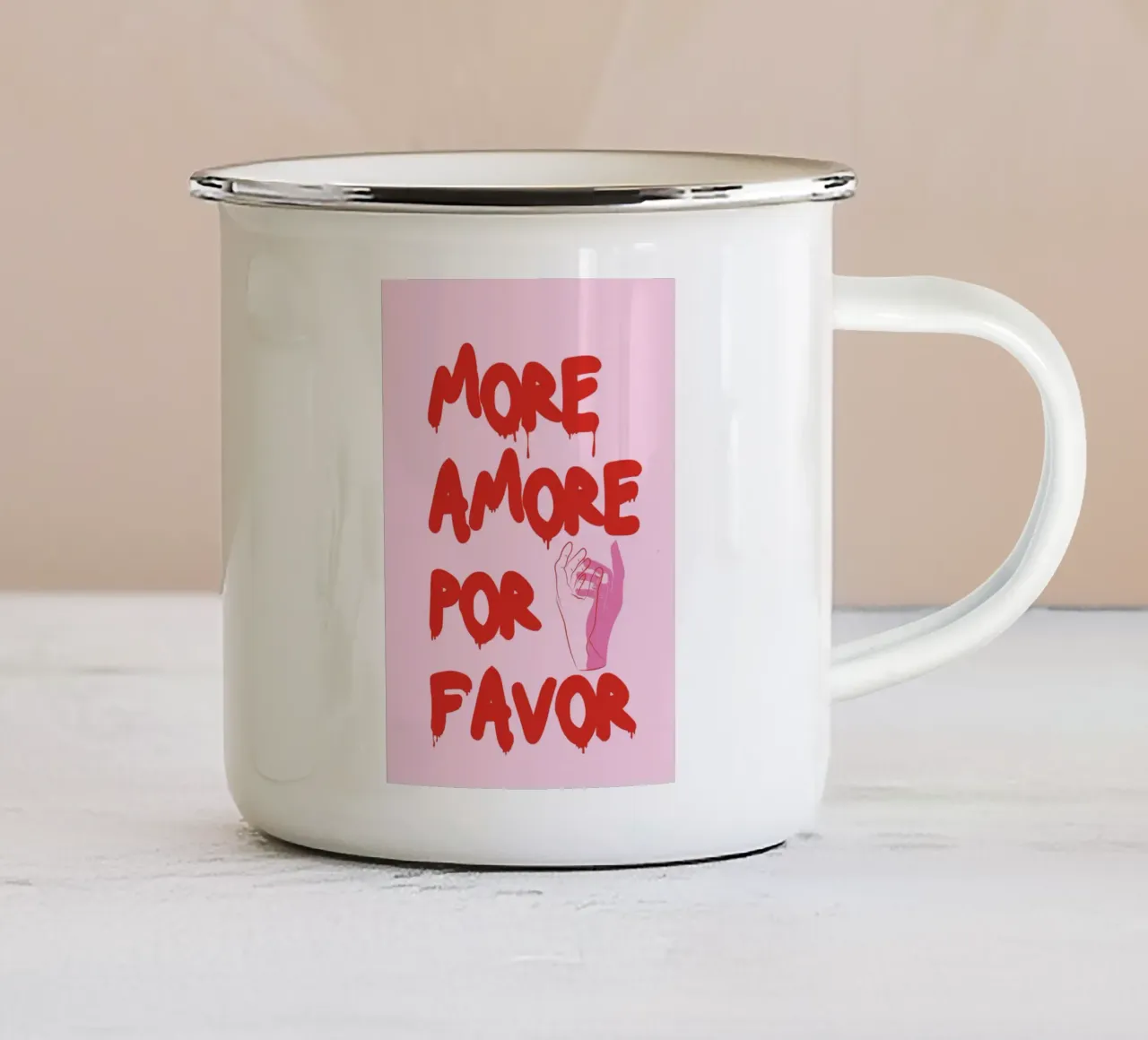 More Amore For Favor tazza in smalto da Retro Love