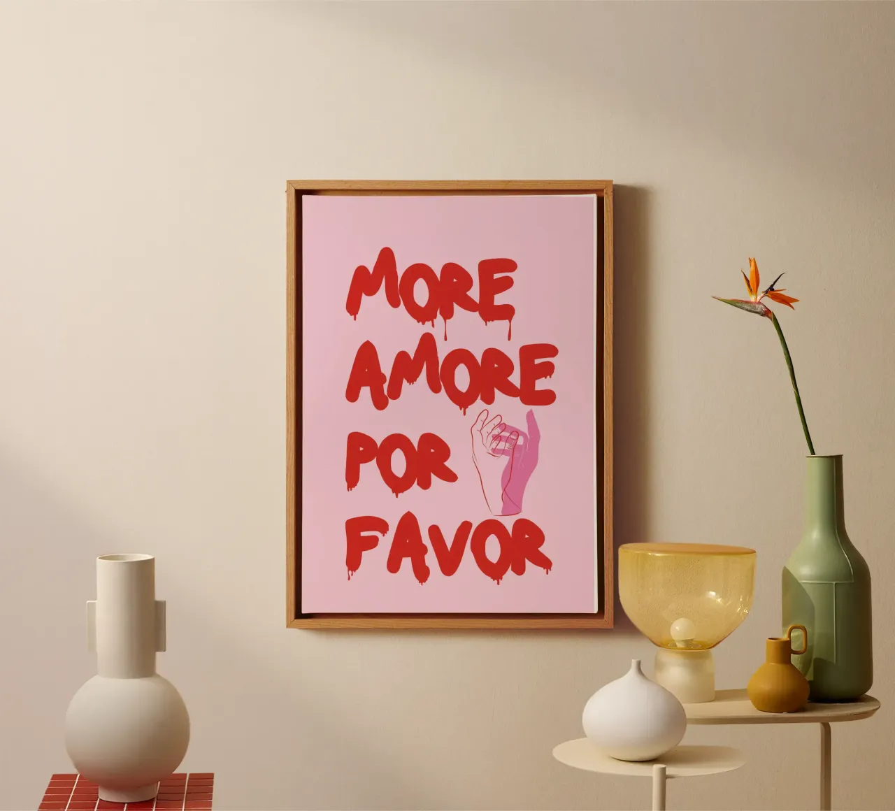 More Amore For Favor tela con Cornice a cassetta da Retro Love