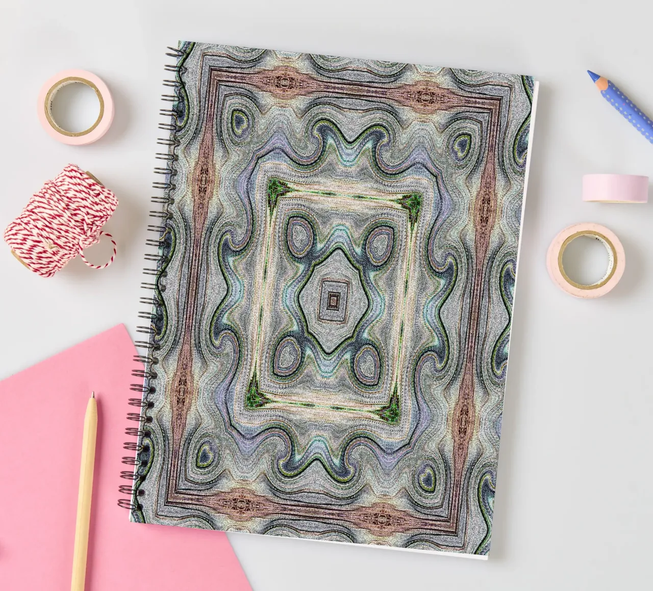 Antique ornament in light-coloured look spiral notebook by Gürsel Yesil Digital Art
