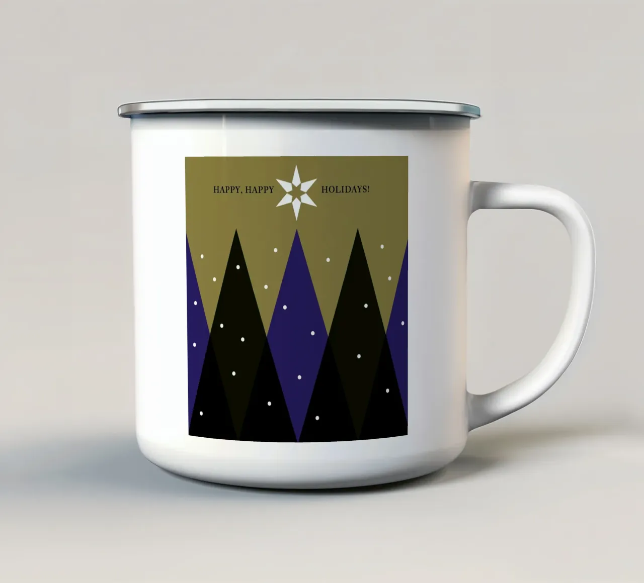 Happy, Happy Holidays tazza in smalto da Bo Lundberg