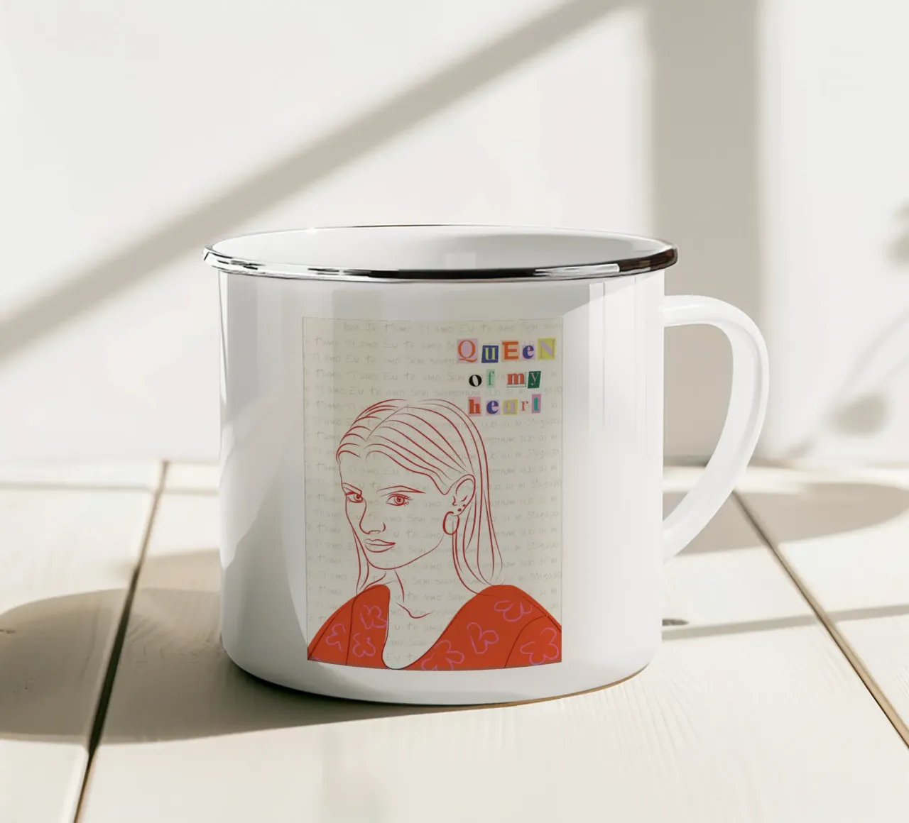 Queen Of My Heart tazza in smalto da Retro Love