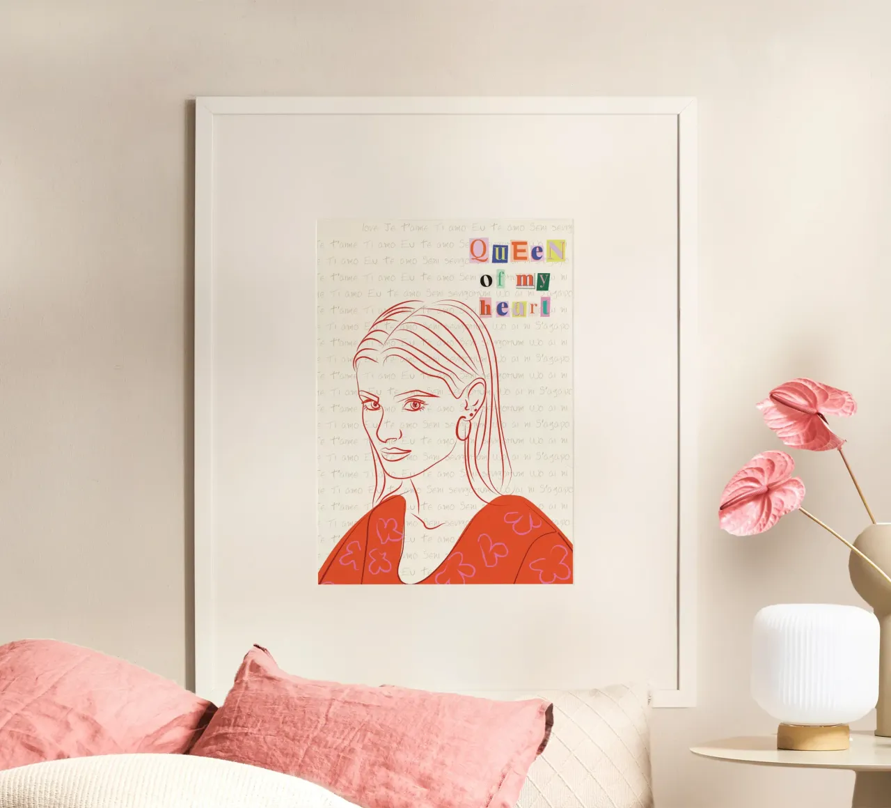 Queen Of My Heart poster con telaio in alluminio da Retro Love