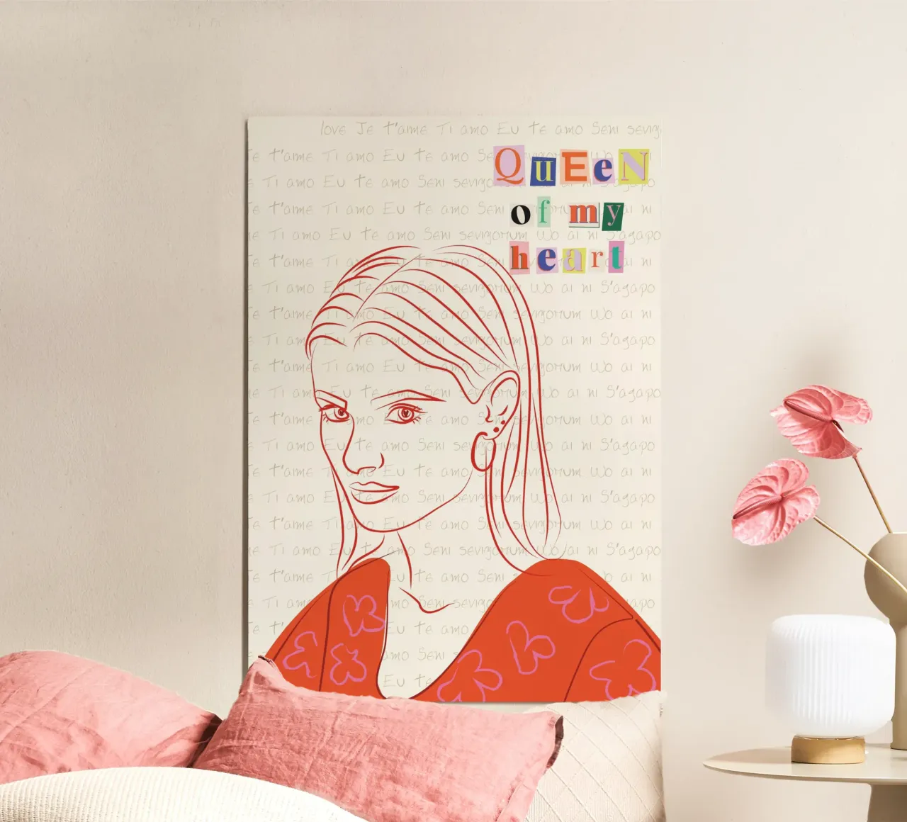 Queen Of My Heart poster con telaio in alluminio da Retro Love