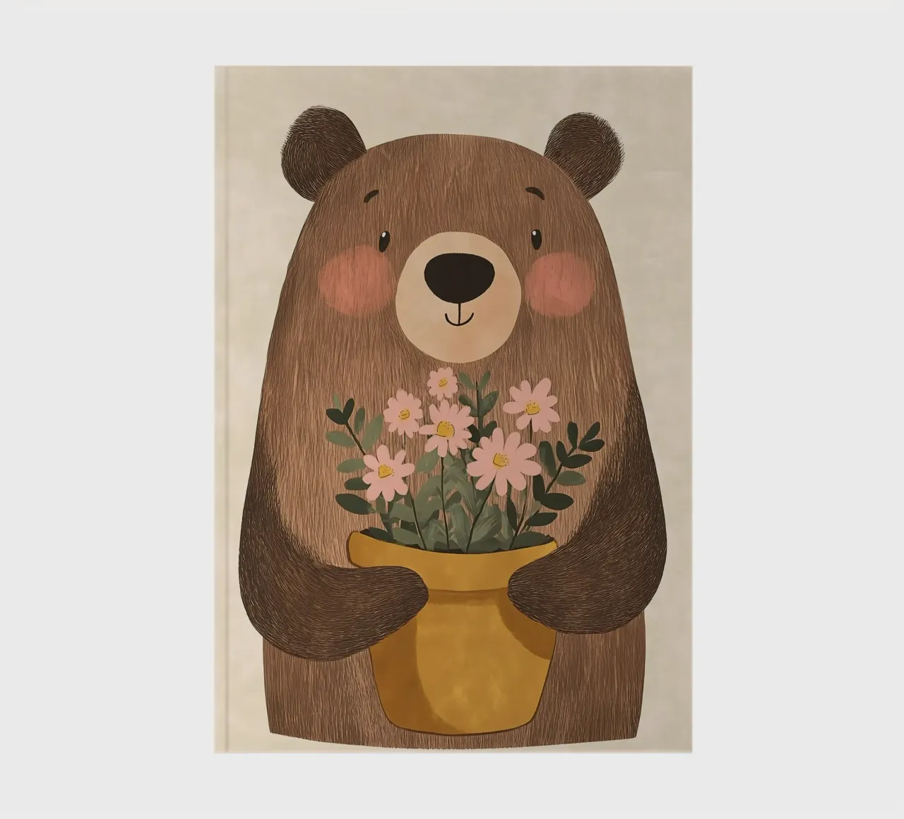 Bear with Bouquet, Nursery Print, Floral Art notebook by Little Lola