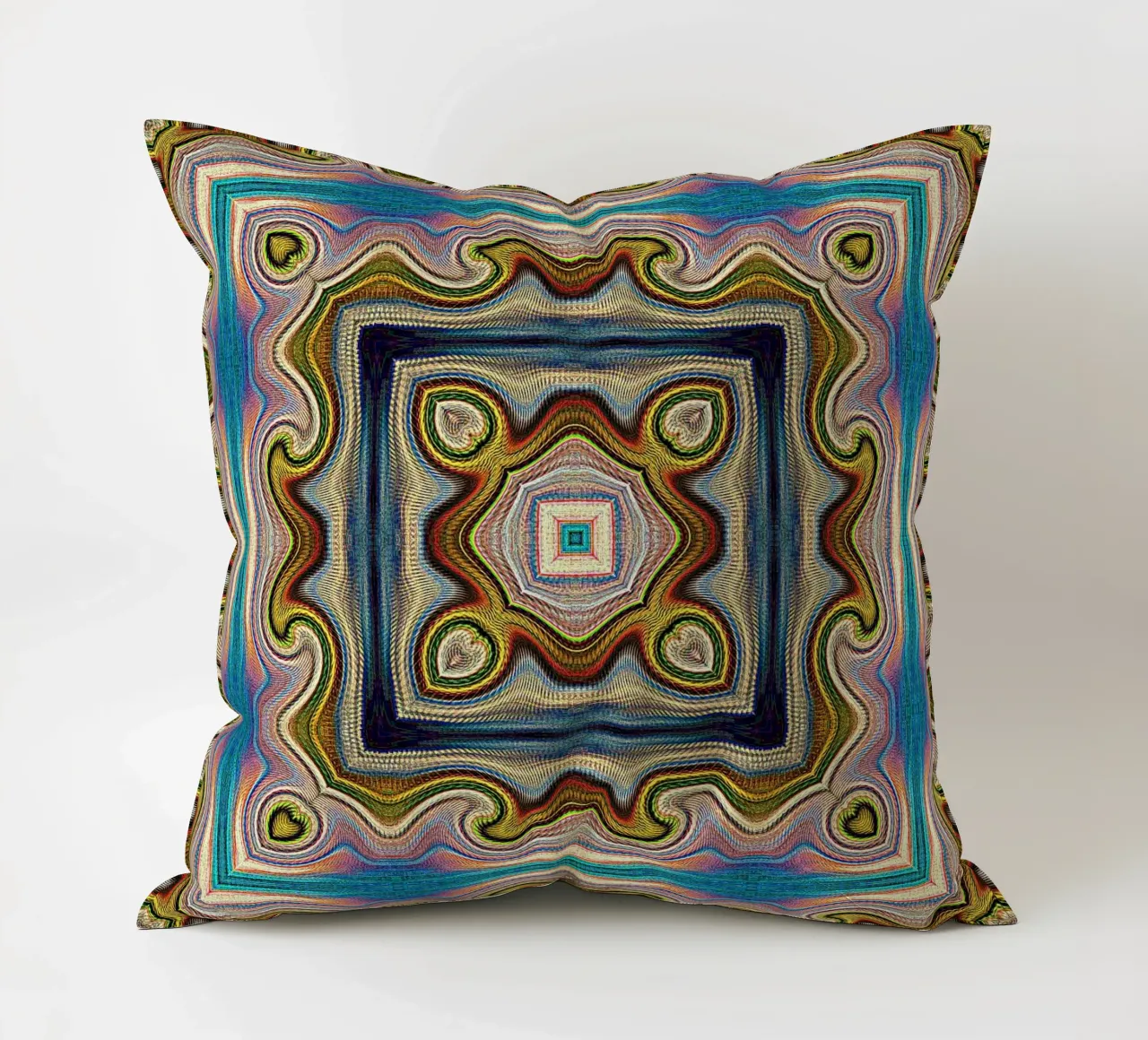 Antique ornament in royal colours decorative cushion by Gürsel Yesil Digital Art