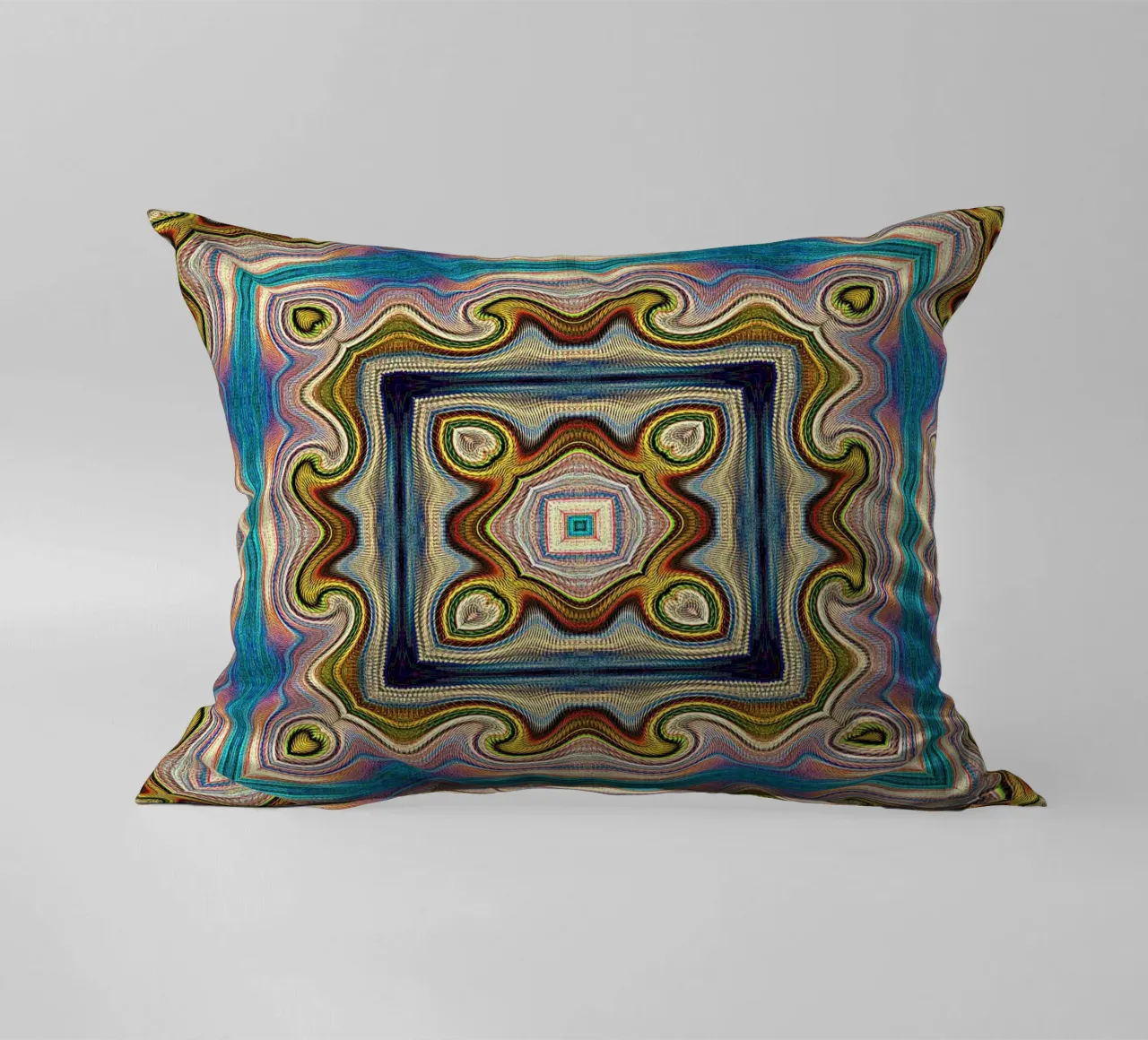 Antique ornament in royal colours decorative cushion by Gürsel Yesil Digital Art