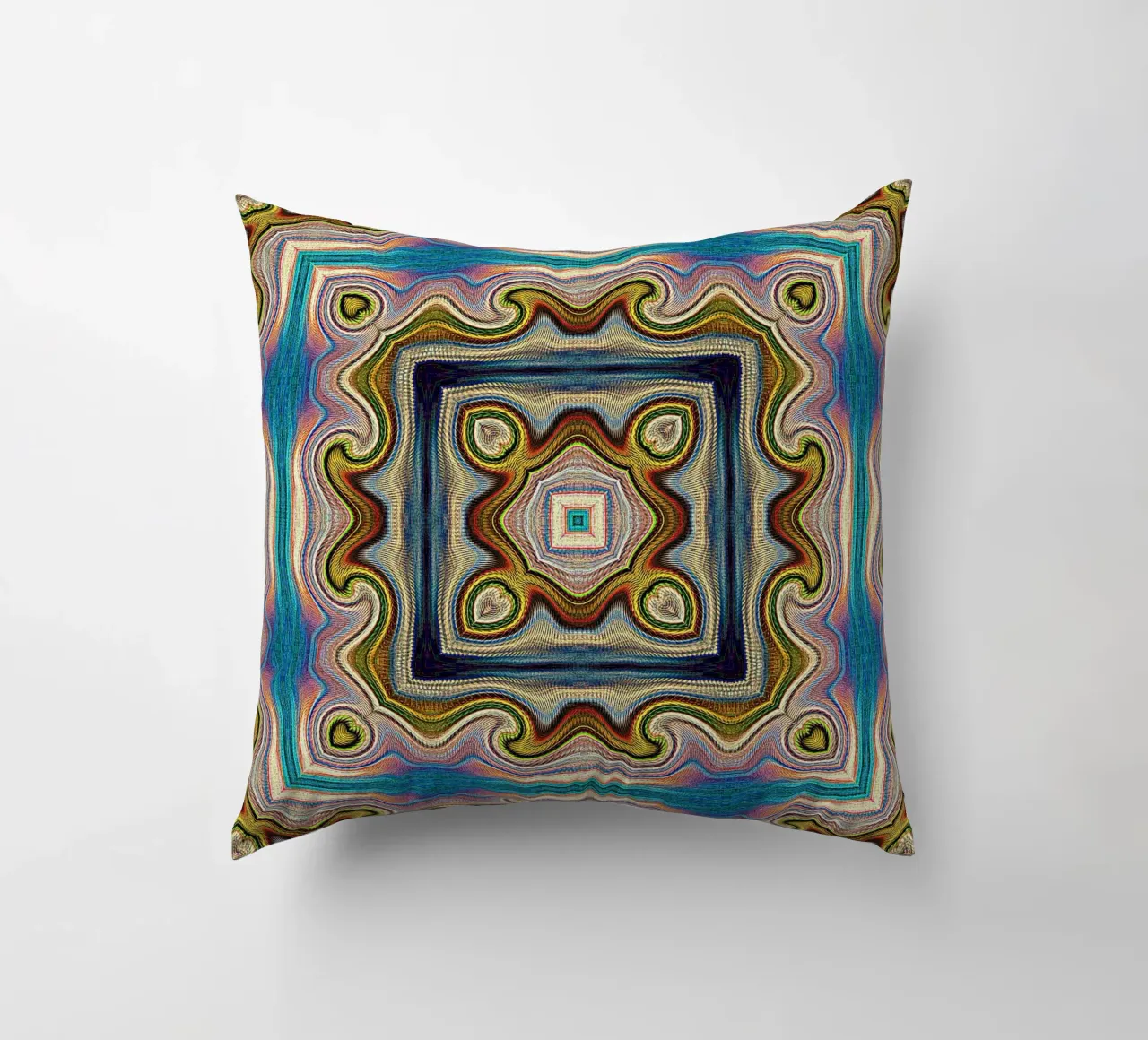 Antique ornament in royal colours decorative cushion by Gürsel Yesil Digital Art