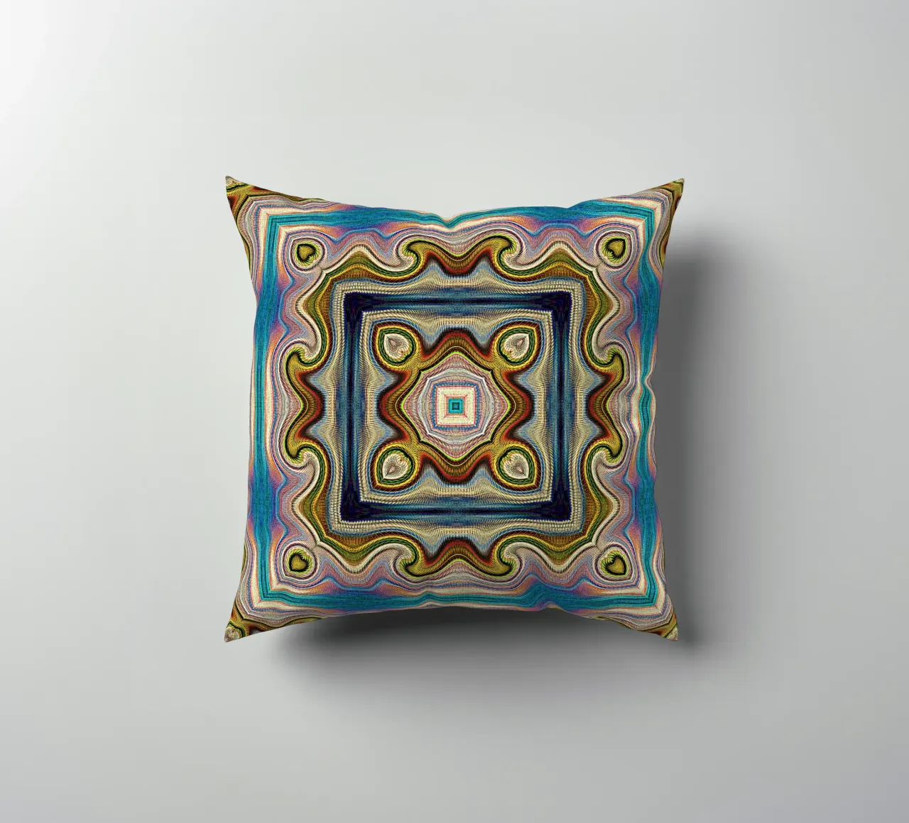 Antique ornament in royal colours decorative cushion by Gürsel Yesil Digital Art