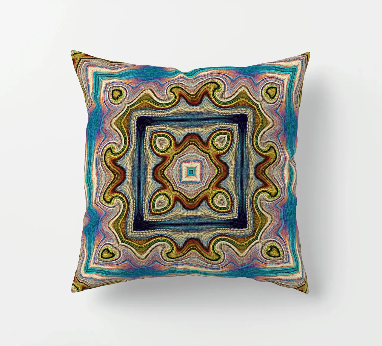 Antique ornament in royal colours decorative cushion by Gürsel Yesil Digital Art