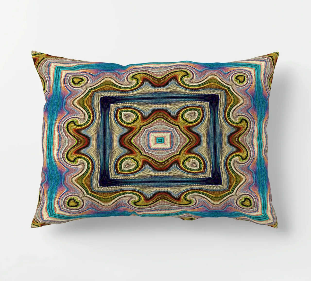 Antique ornament in royal colours decorative cushion by Gürsel Yesil Digital Art