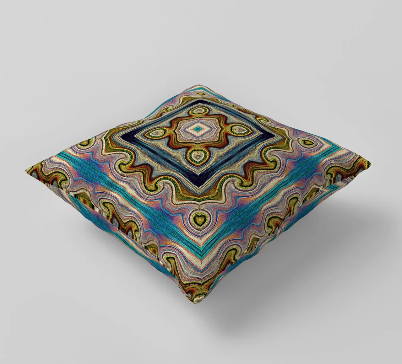 Antique ornament in royal colours decorative cushion by Gürsel Yesil Digital Art
