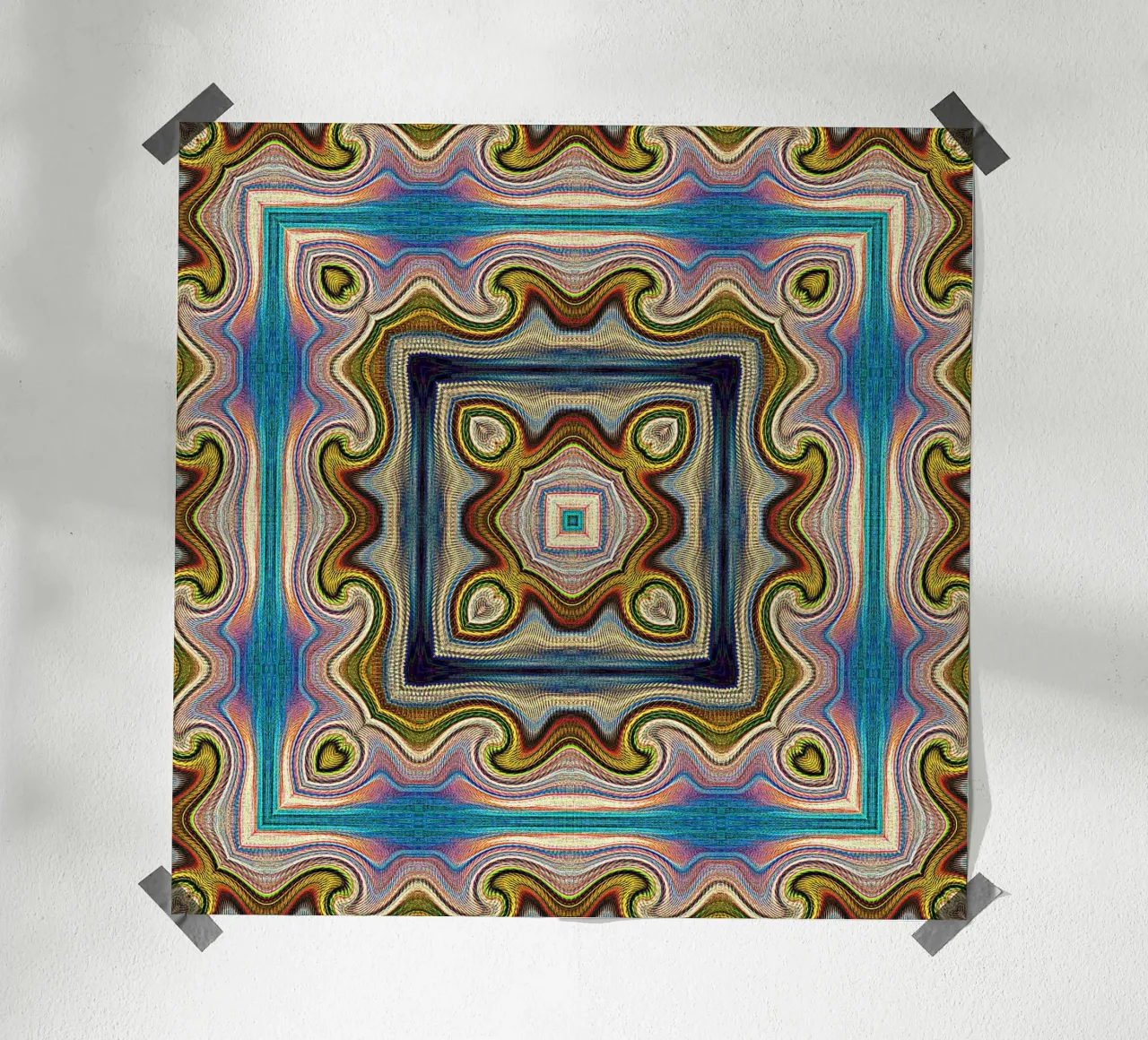 Ornamento antico in colori reali poster con telaio in plastica da Gürsel Yesil Digital Art