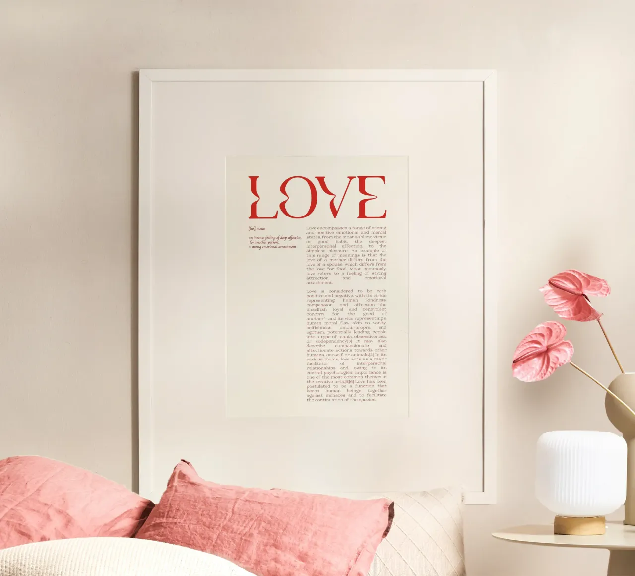 Love Definition poster with plastic frame by Retro Love