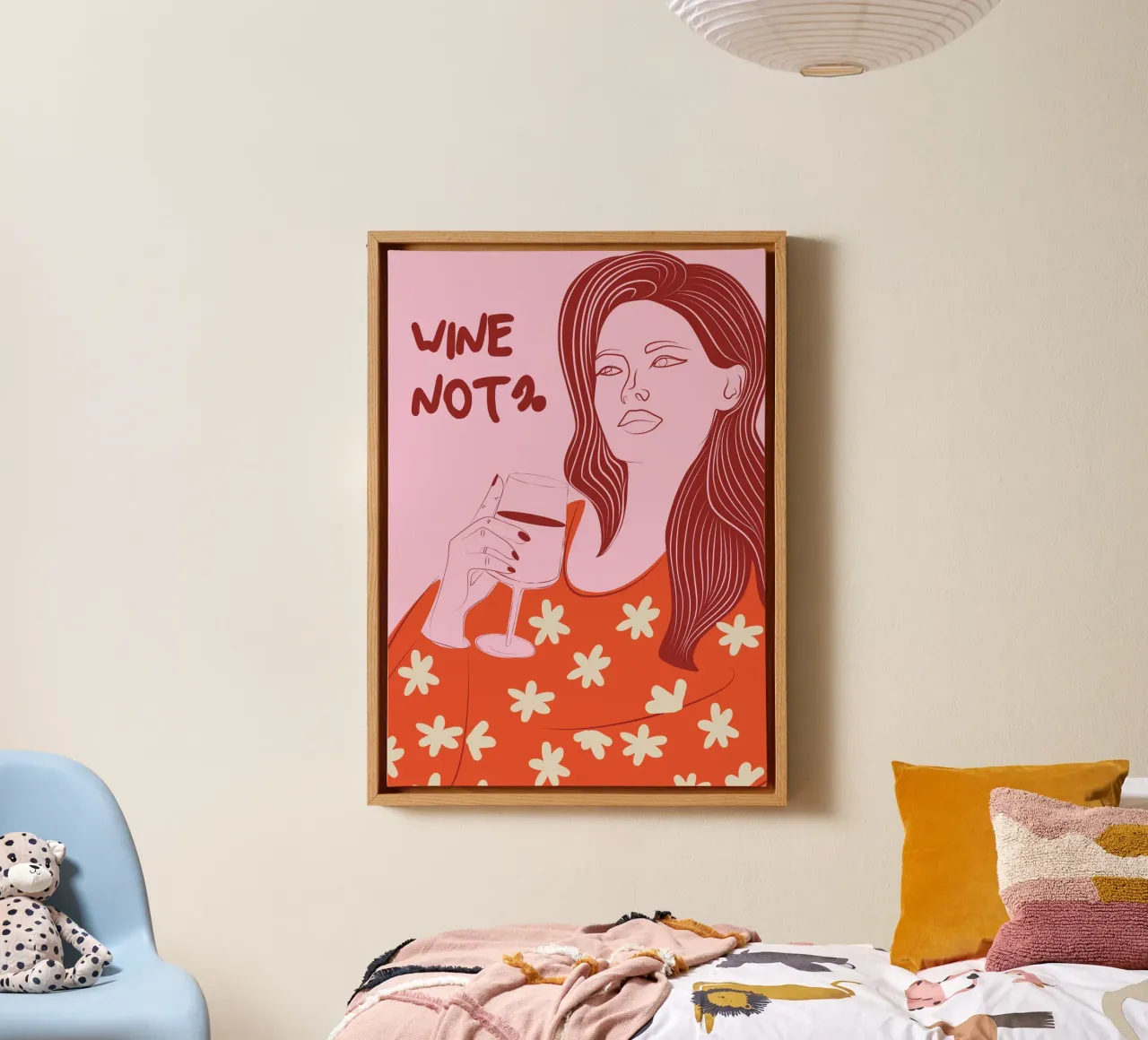 Wine Not? tela con Cornice a cassetta da Retro Love