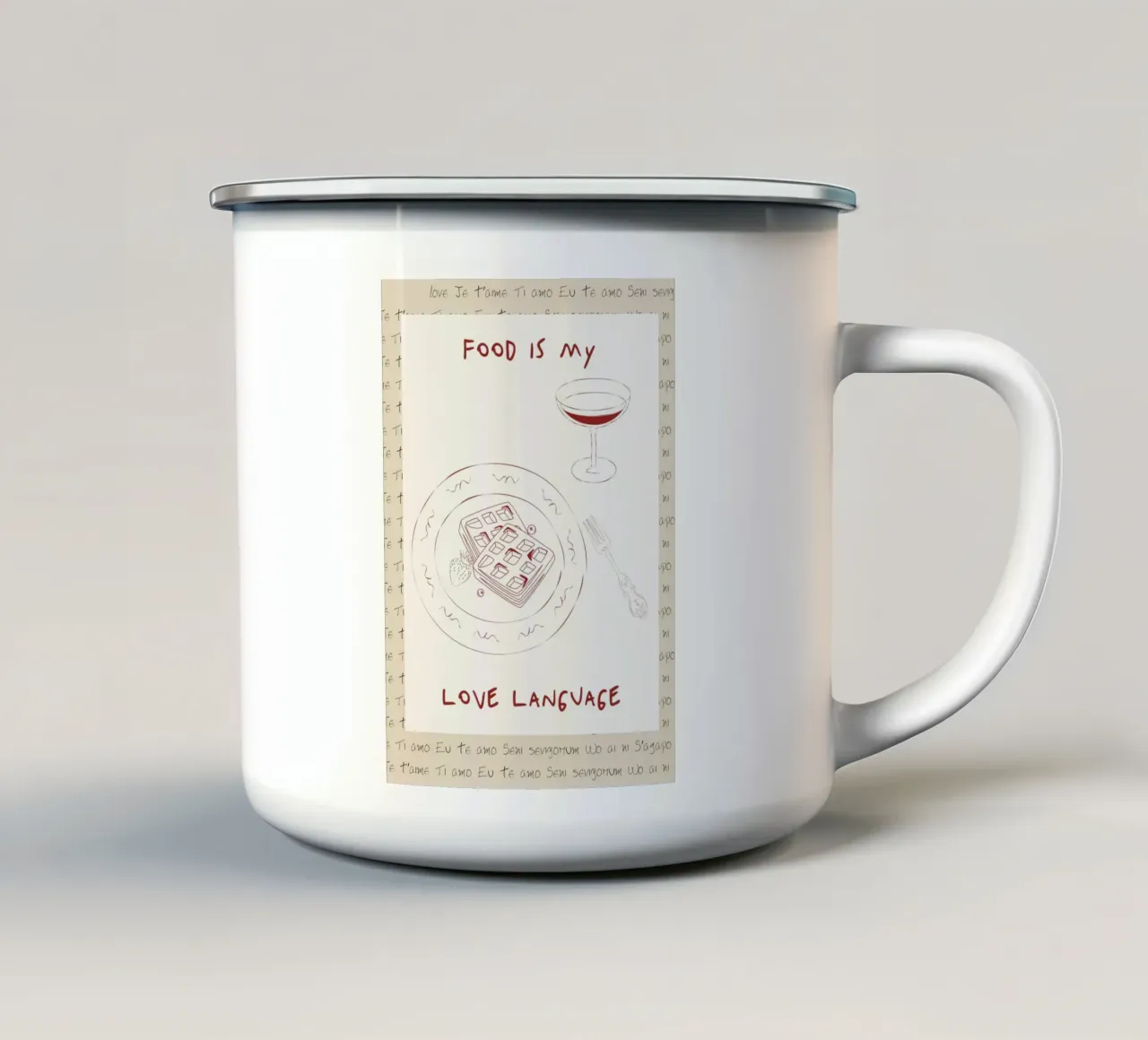 Food Is My Love Language tazza in smalto da Retro Love