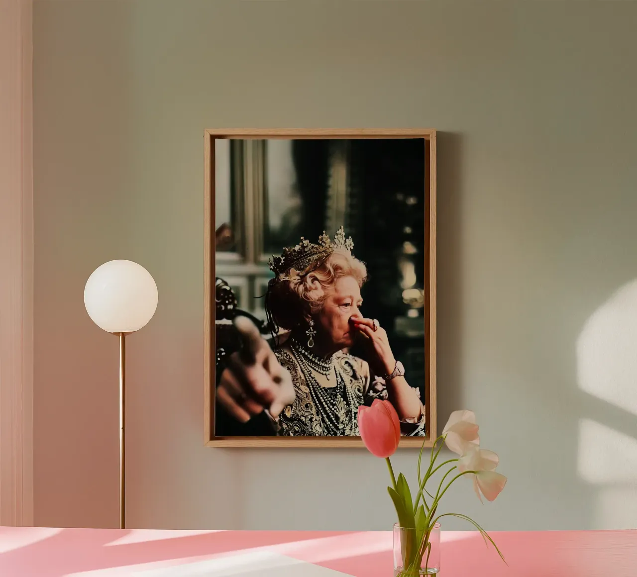 Funny Bathroom Vintage Queen Expression Meme Parody Art canvas with Floater frame by rangginangs