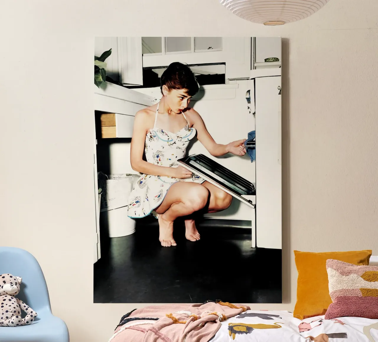 Buongiorno in cucina con Miss Audrey Hepburn Vintage tela con Cornice a cassetta da rangginangs