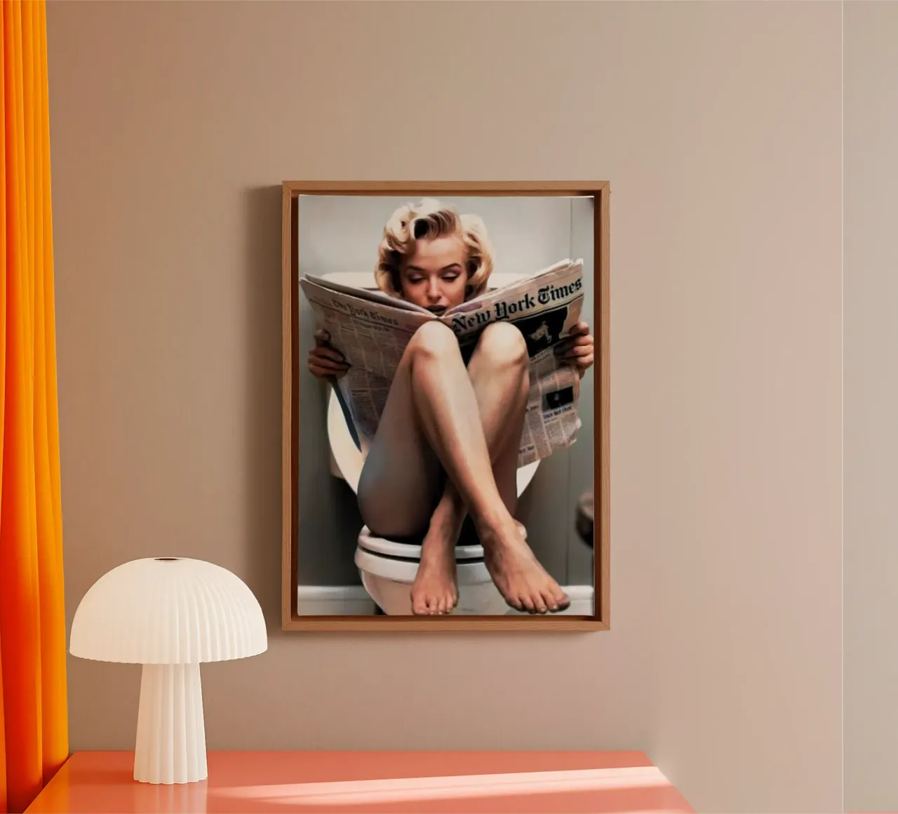 Marilyn zittend op het toilet Vintage Queen Art canvas met Baklijst van rangginangs