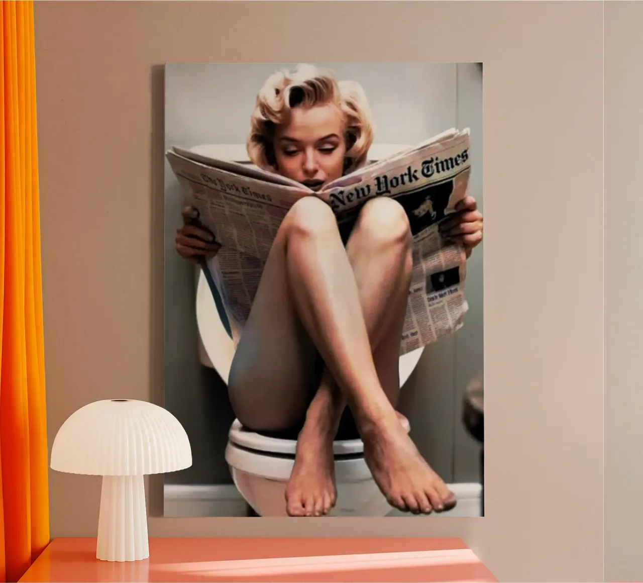 Marilyn zittend op het toilet Vintage Queen Art canvas met Baklijst van rangginangs
