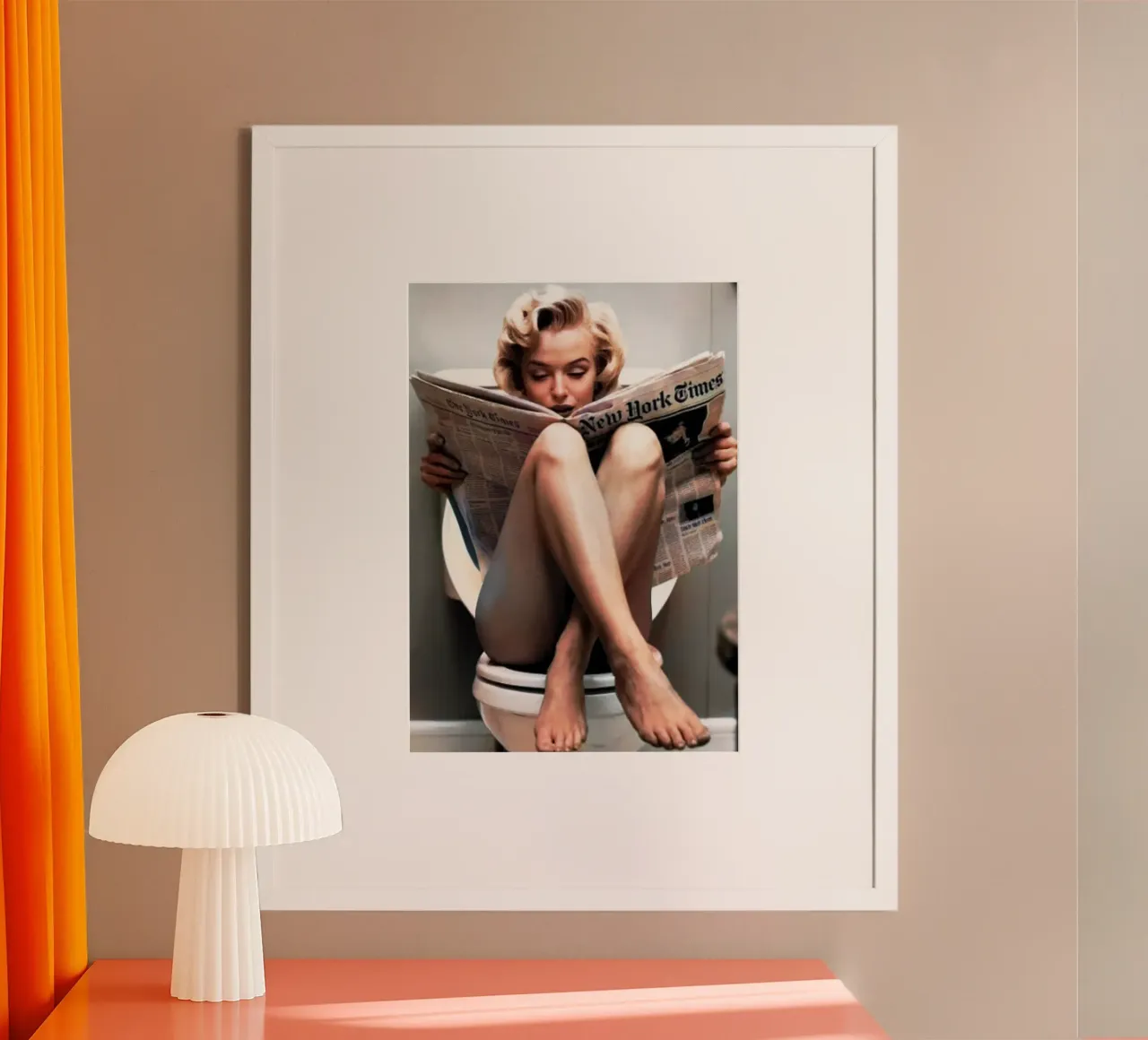 Marilyn seduta sul water Arte regina d'epoca poster con telaio in plastica da rangginangs