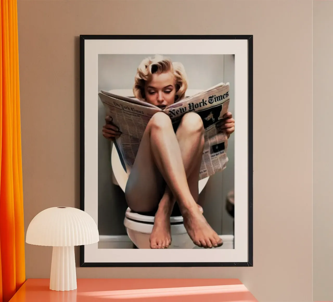 Marilyn seduta sul water Arte regina d'epoca poster con telaio in plastica da rangginangs