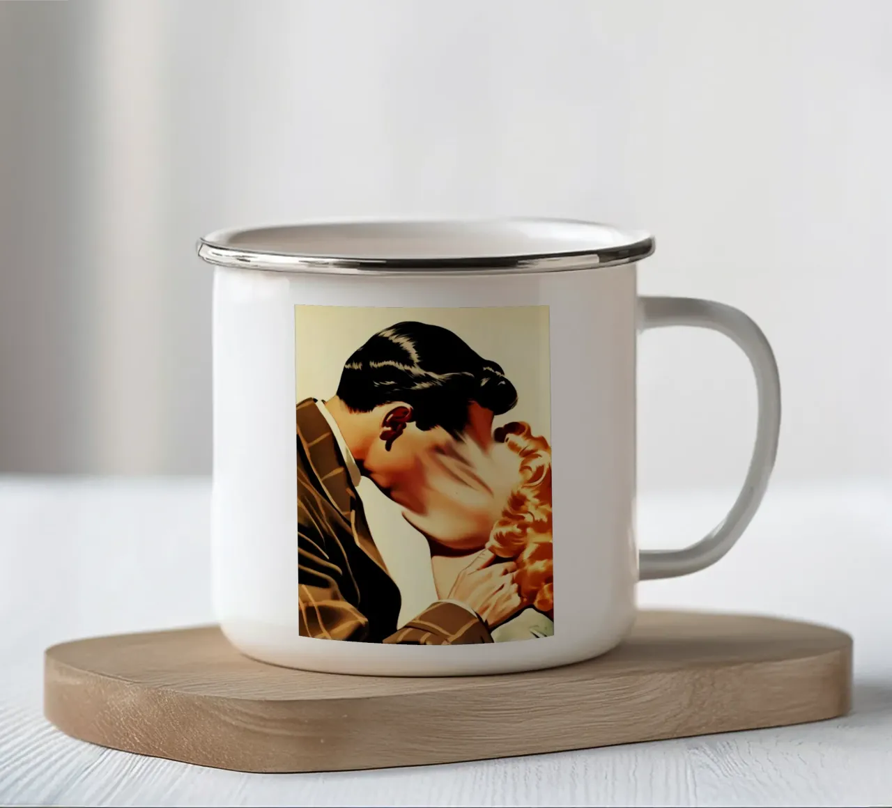 fusione bacio amante coppia arte tazza in smalto da rangginangs