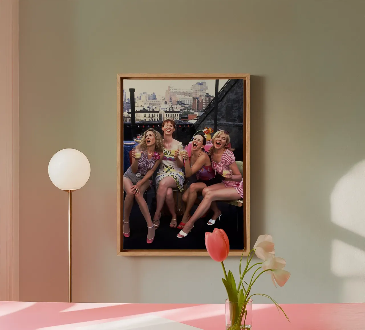 Rooftop Party iconic scene canvas with Floater frame by rangginangs