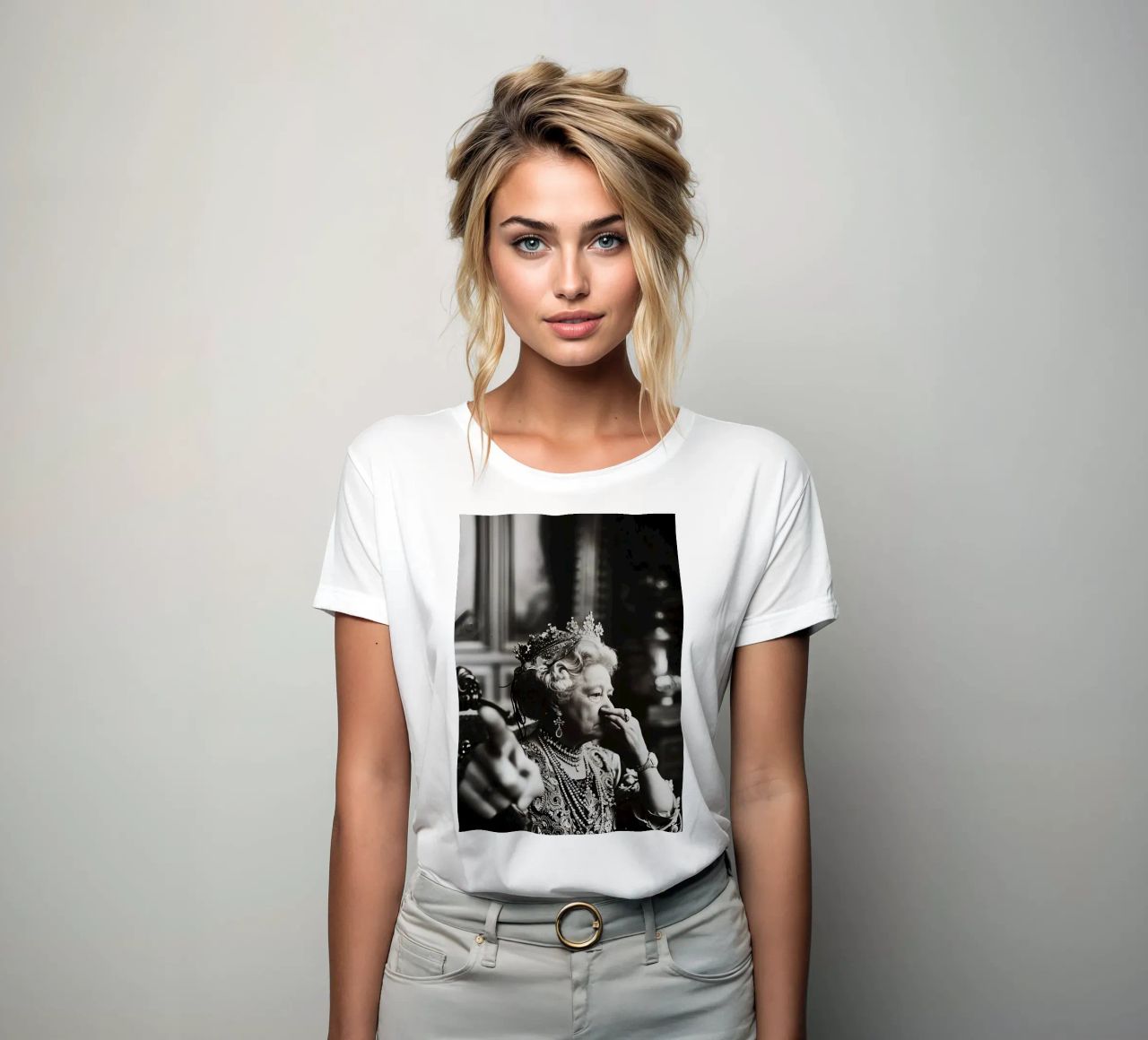 Funny Bathroom Vintage Queen Meme Art t-shirt ajusté pour femmes de kembangross