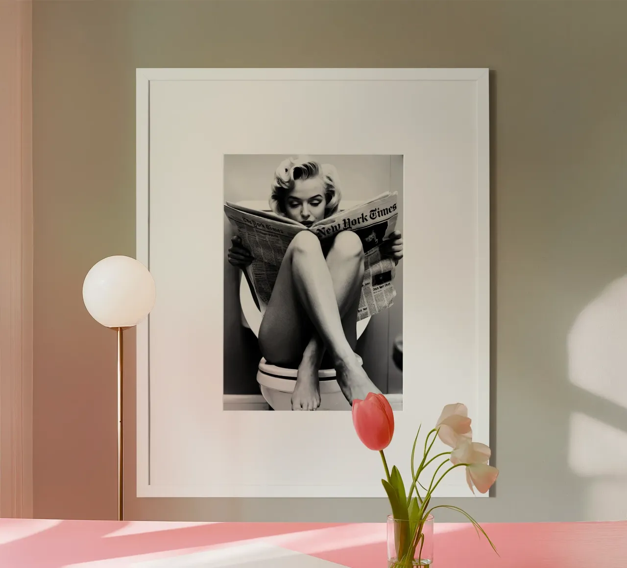 Marilyn sul gabinetto Arte parodistica d'epoca poster con telaio in plastica da kembangross