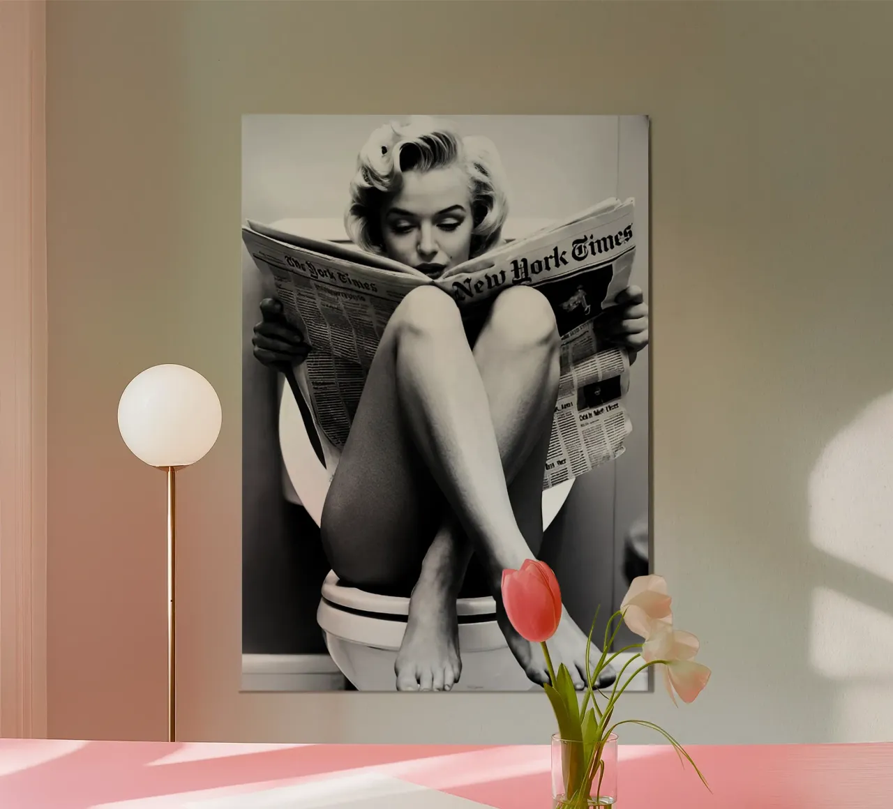 Marilyn sul gabinetto Arte parodistica d'epoca poster con telaio in plastica da kembangross