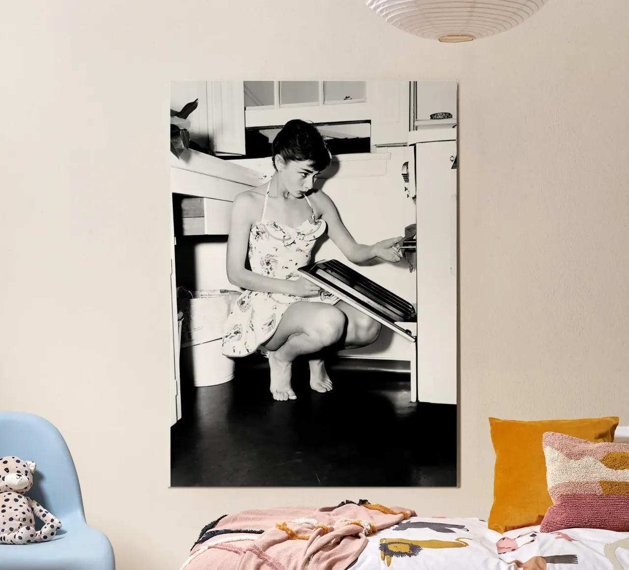 Buongiorno in cucina con Miss Audrey Hepburn Vintage poster con telaio in plastica da kembangross