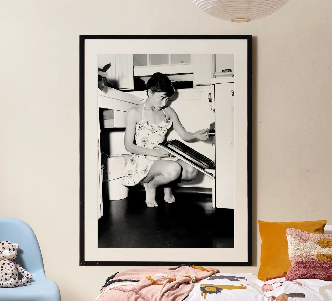Buongiorno in cucina con Miss Audrey Hepburn Vintage poster con telaio in plastica da kembangross