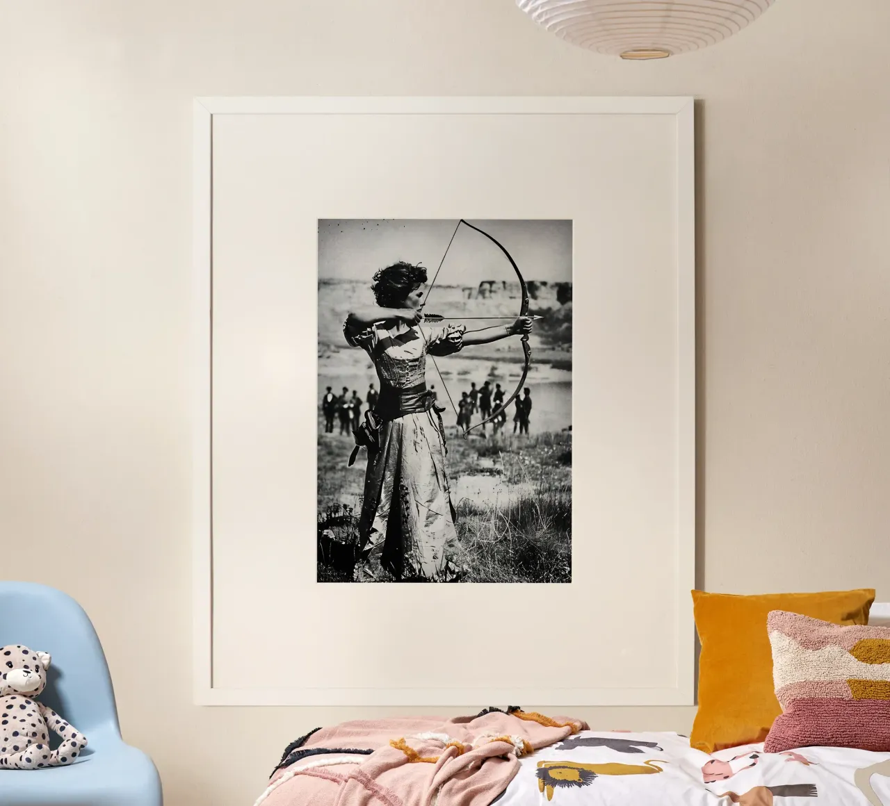 Tiro con l'arco femminile Arte vintage poster con telaio in alluminio da kembangross