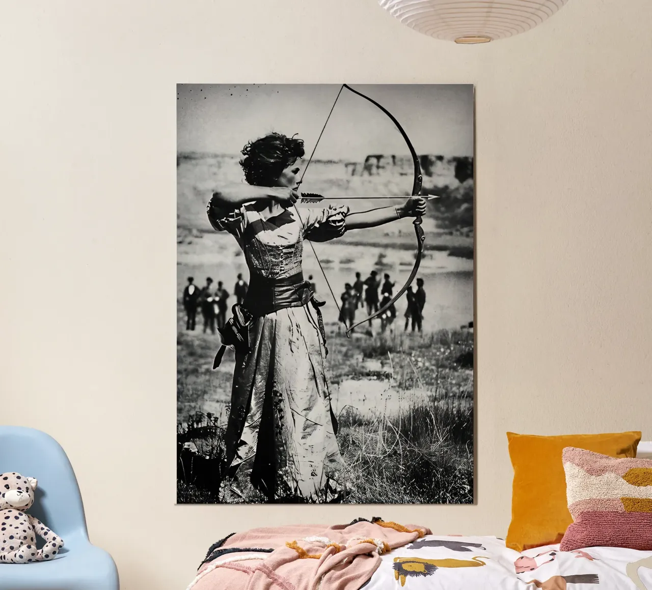 Tiro con l'arco femminile Arte vintage poster con telaio in alluminio da kembangross