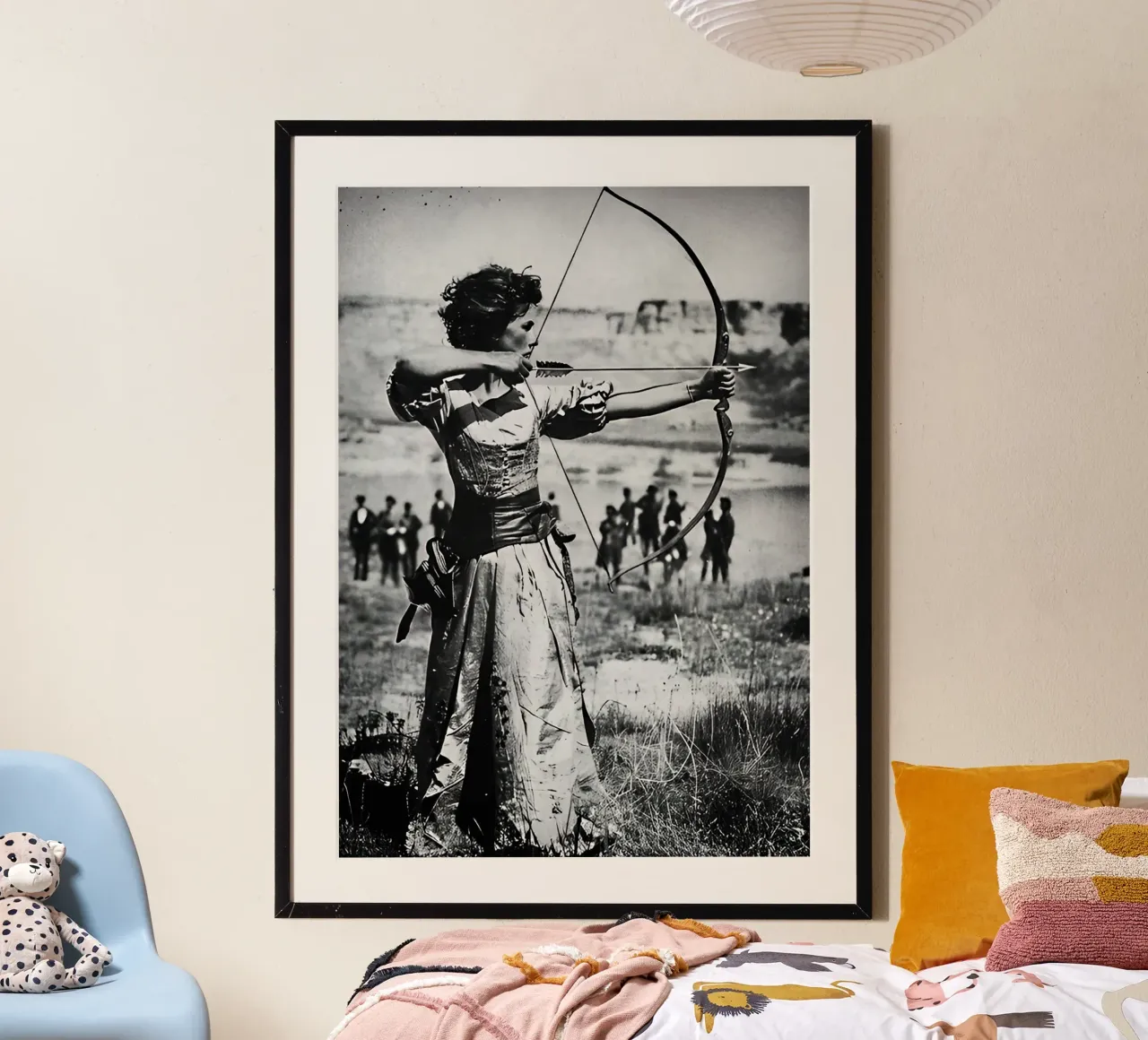 Tiro con l'arco femminile Arte vintage poster con telaio in alluminio da kembangross