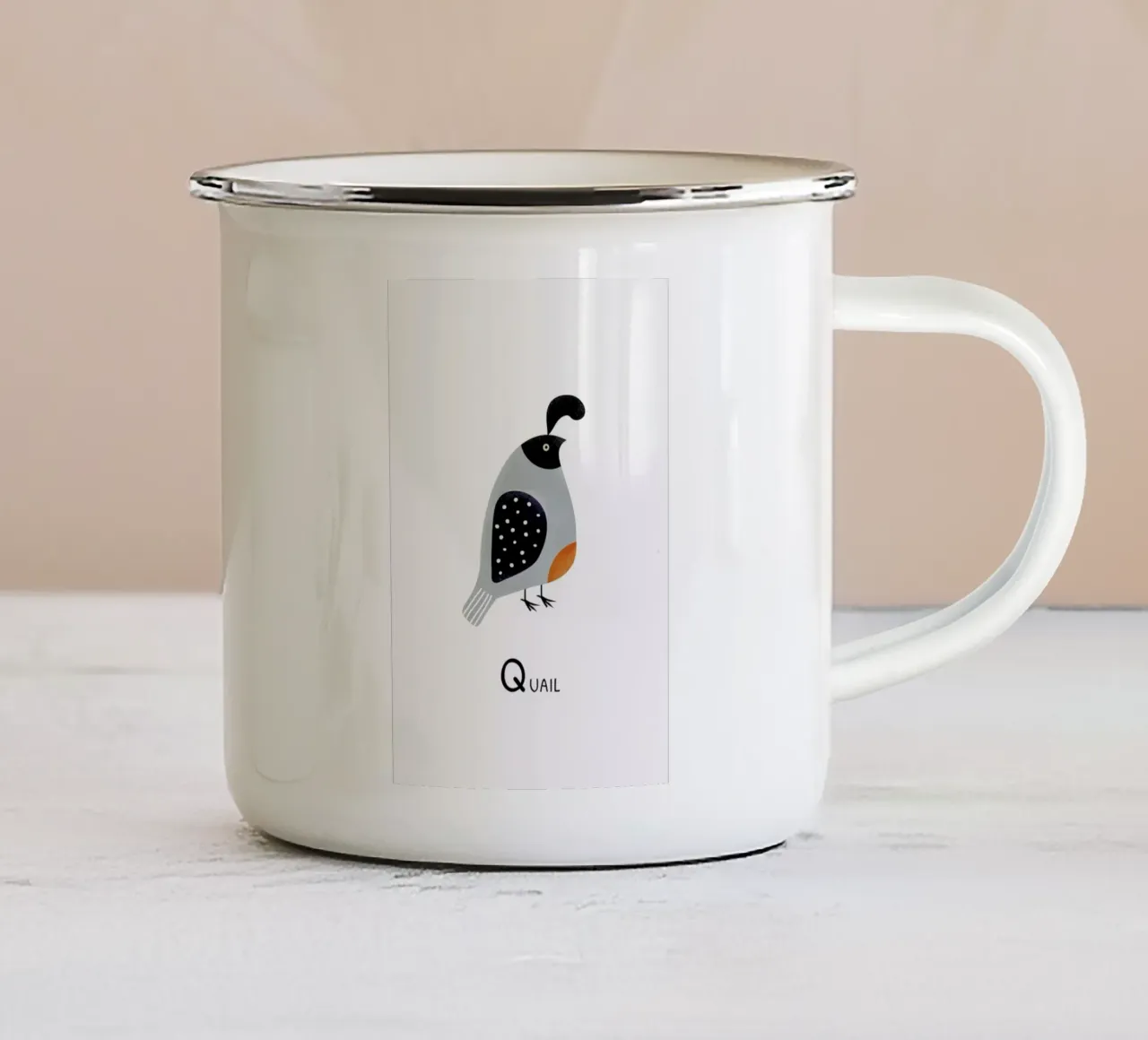 Quail tazza in smalto da Little Flourishes