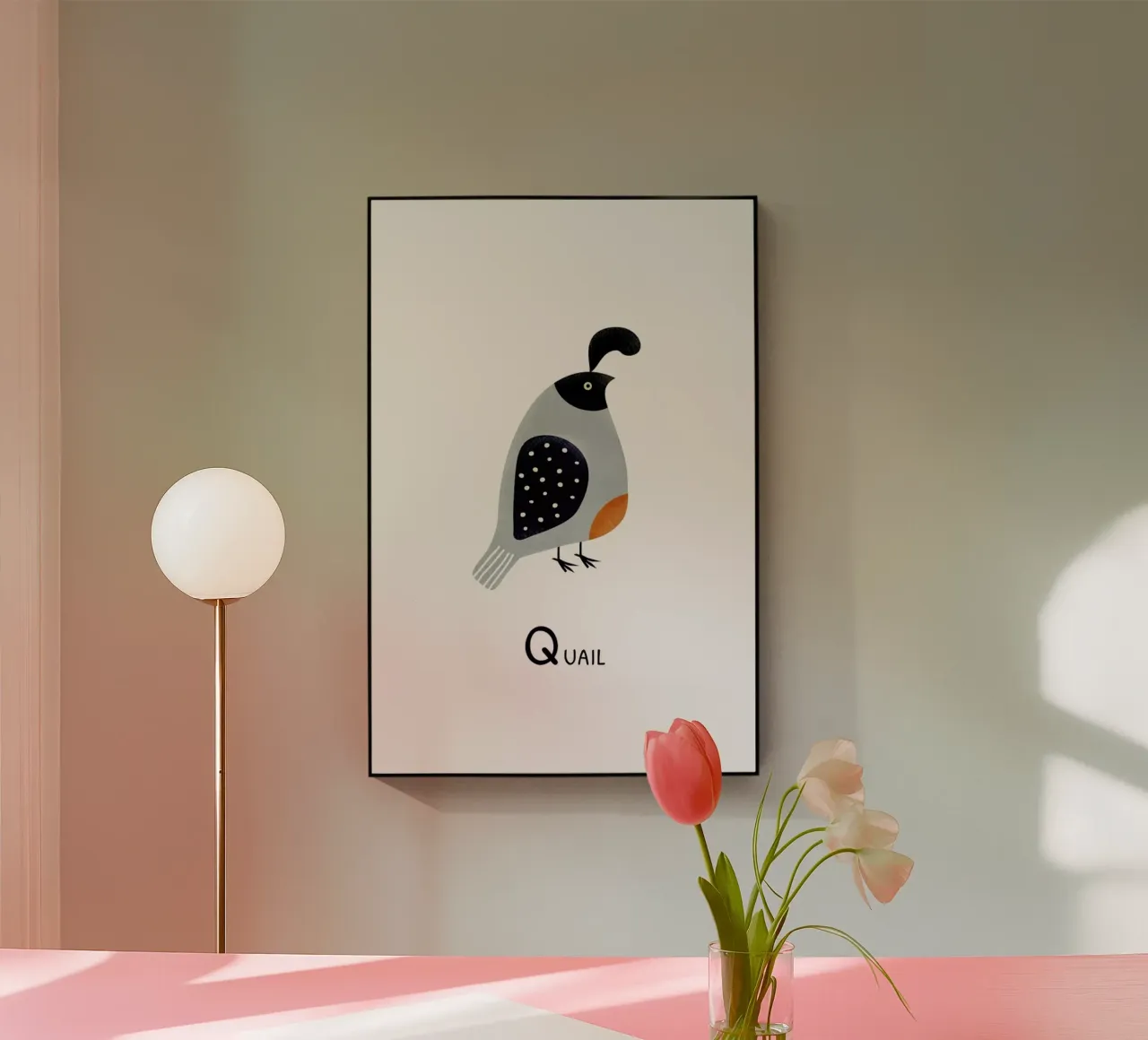 Quail acrylic glass by Little Flourishes