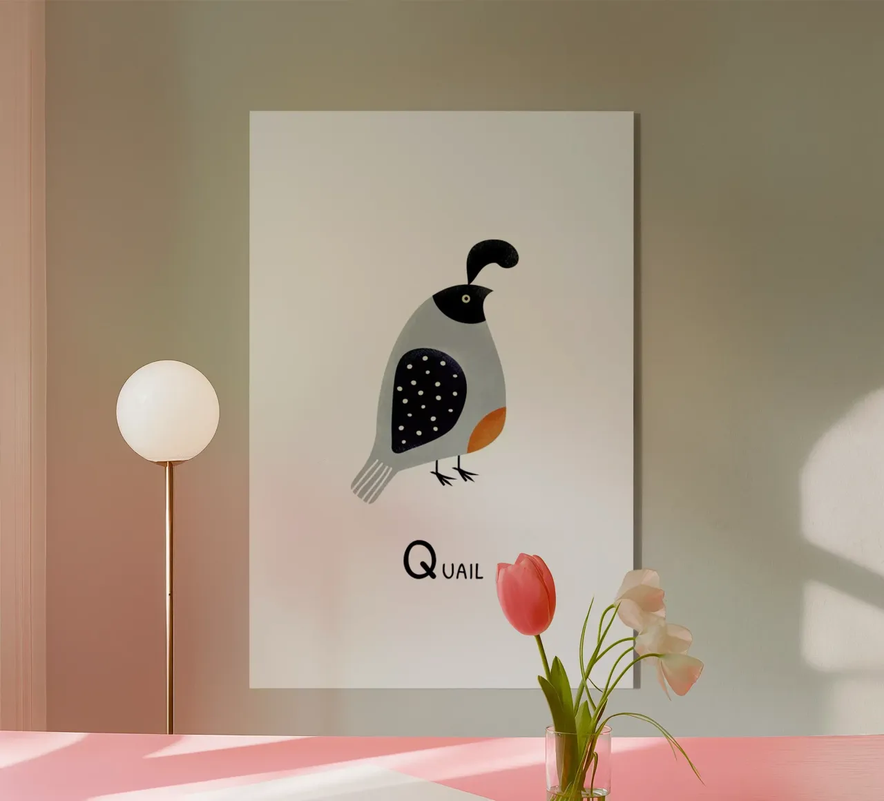 Quail acrylic glass by Little Flourishes