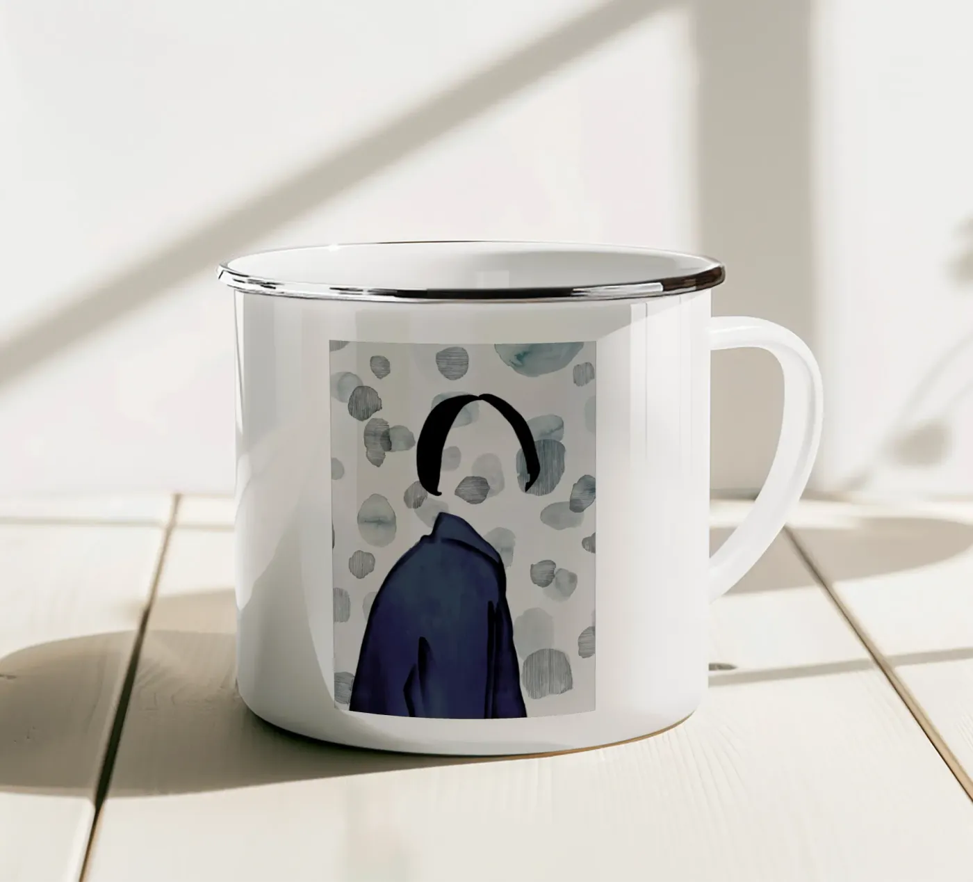 Void enamel mug by Ramona Russu