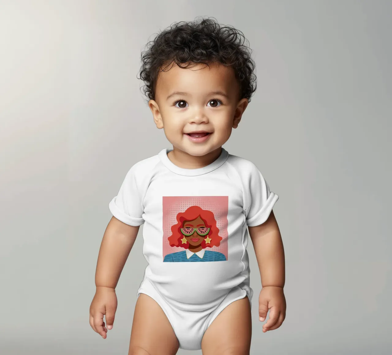 Riccioli rosso fuoco body neonato maniche corte da Color Oblivion
