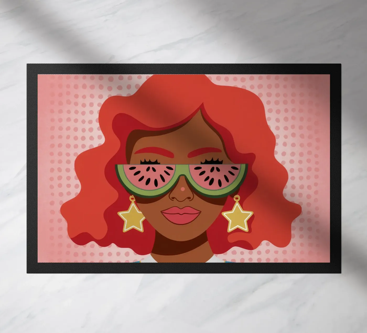 Fiery Red Curls doormat by Color Oblivion