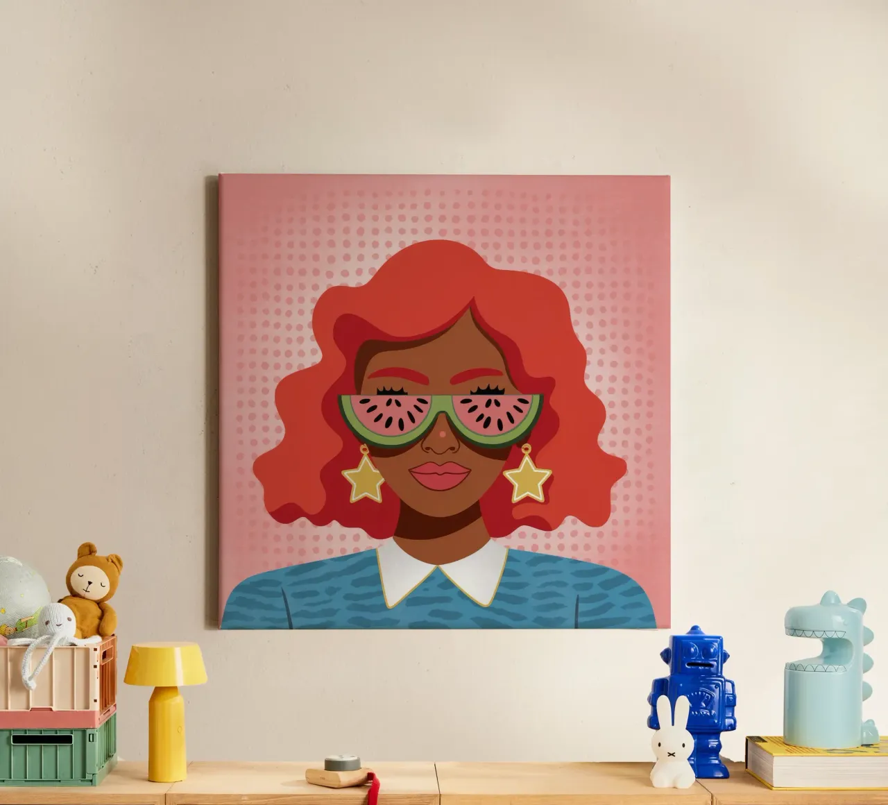 Fiery Red Curls canvas by Color Oblivion